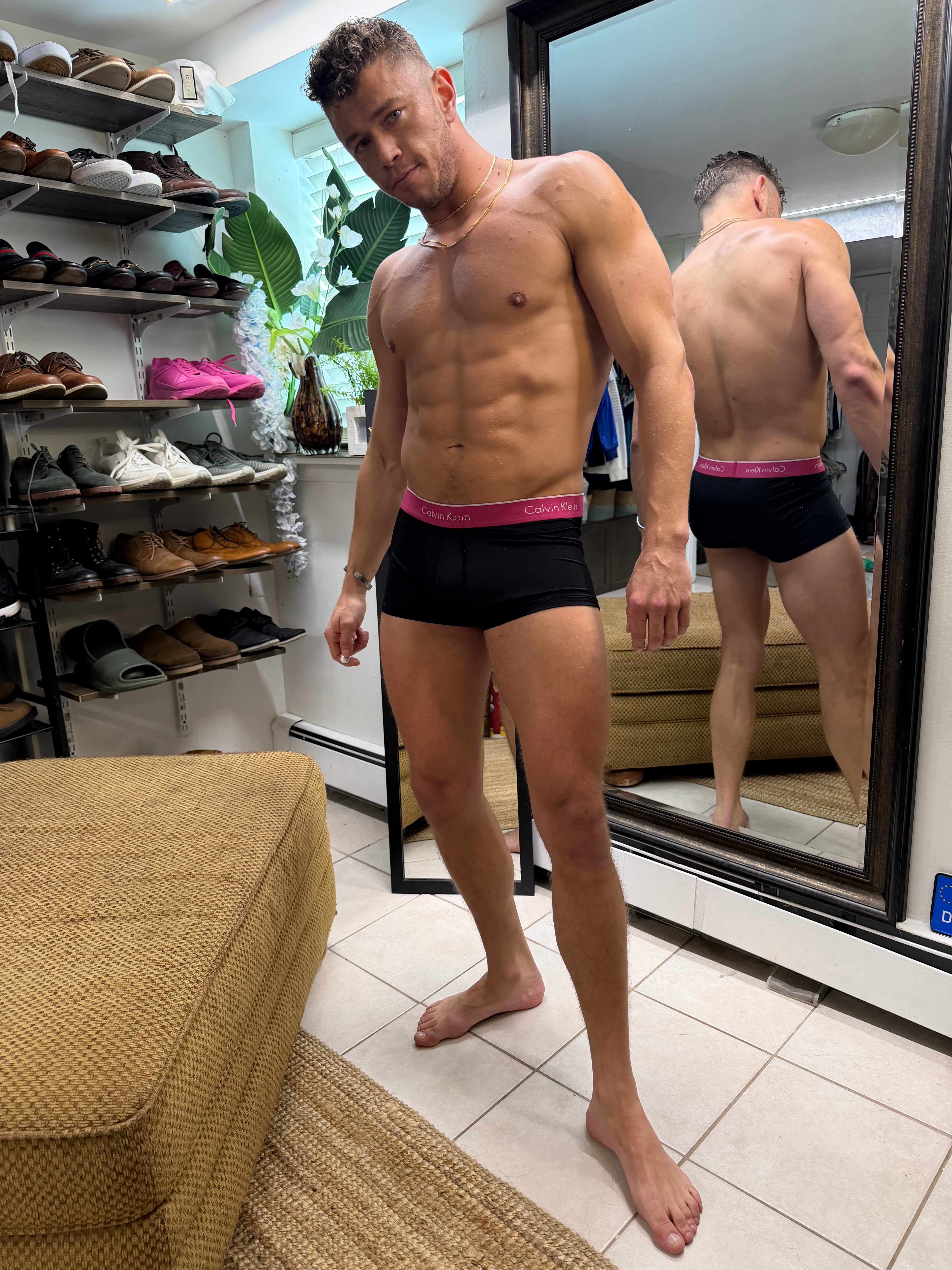 CK undies pink stripe