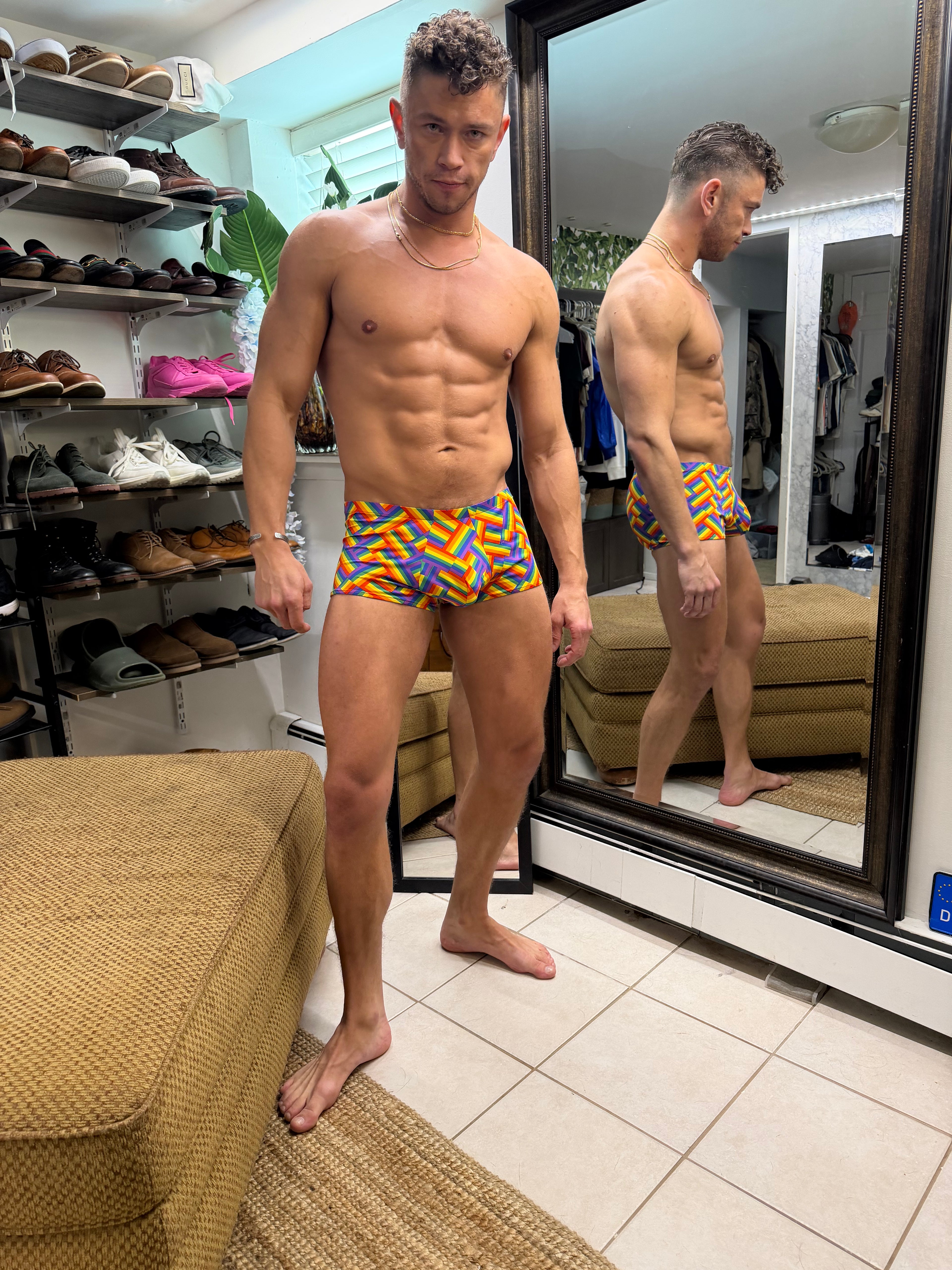 Rainbow swimming trunks