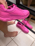 neon pink shoes